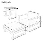 Ensemble de fauteuil de détente et pouf d’extérieur GDFStudio Camille en bois d’acacia, avec coussins