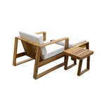 Ensemble de fauteuil de détente et pouf d’extérieur GDFStudio Camille en bois d’acacia, avec coussins
