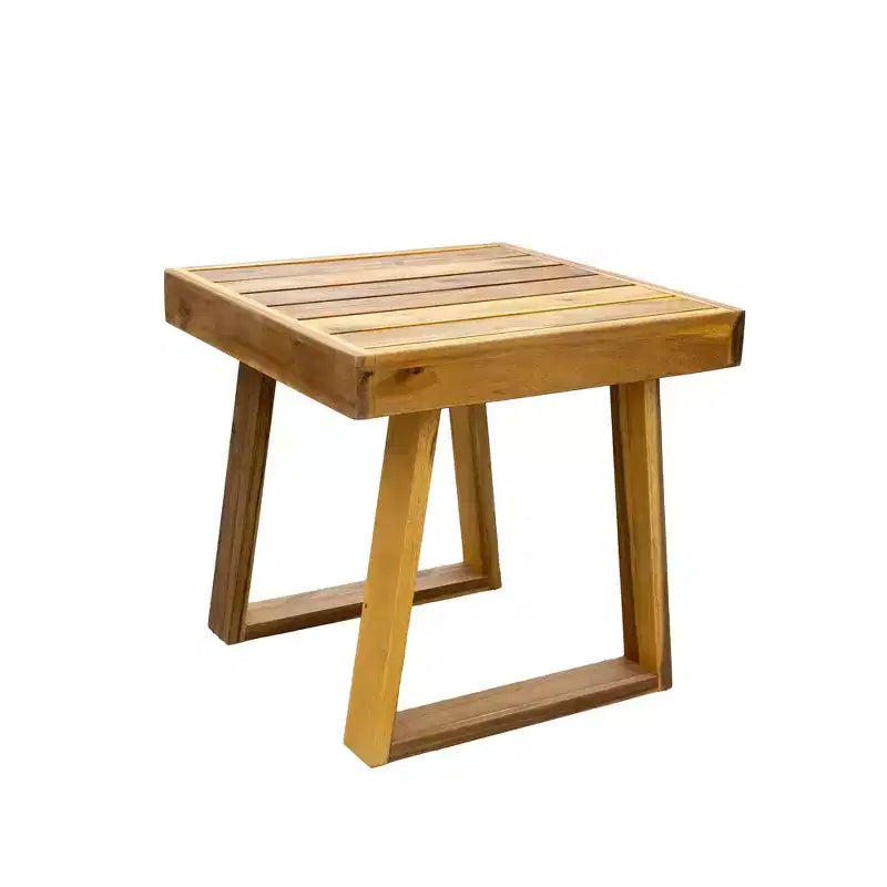 Ensemble de fauteuil de détente et pouf d’extérieur GDFStudio Camille en bois d’acacia, avec coussins
