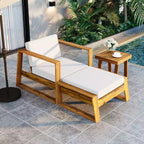 Ensemble de fauteuil de détente et pouf d’extérieur GDFStudio Camille en bois d’acacia, avec coussins