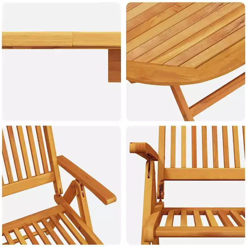 Ensemble repas de jardin pliant vidaXL de 5 pièces en bois d’acacia massif