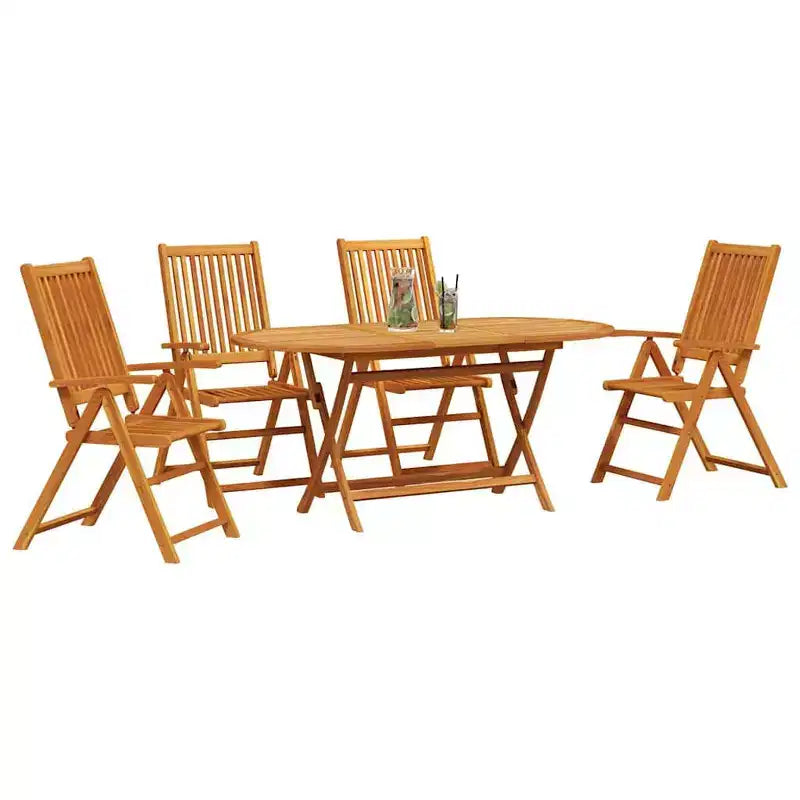 Ensemble repas de jardin pliant vidaXL de 5 pièces en bois d’acacia massif