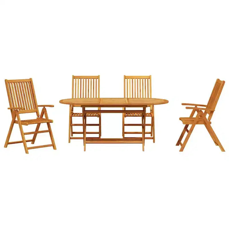 Ensemble repas de jardin pliant vidaXL de 5 pièces en bois d’acacia massif