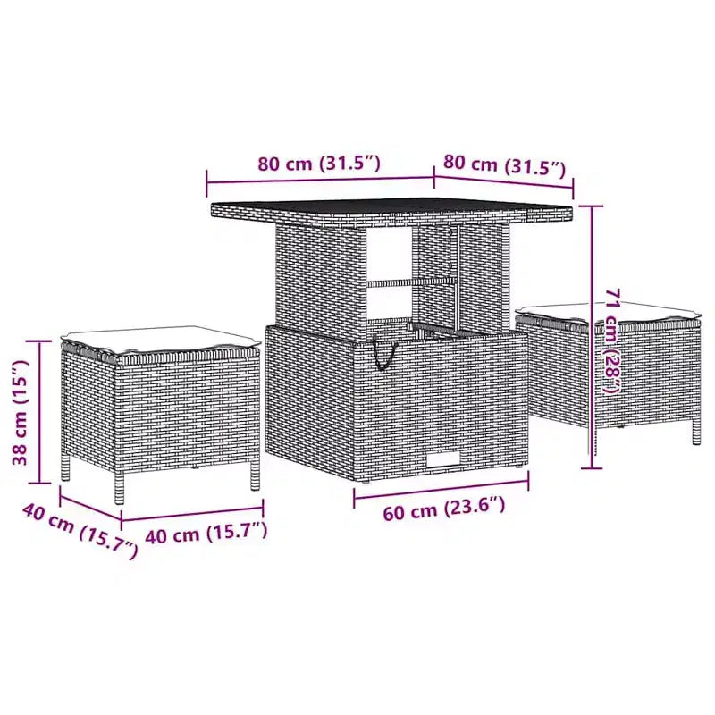 Ensemble de repas de jardin vidaXL en polyrotin