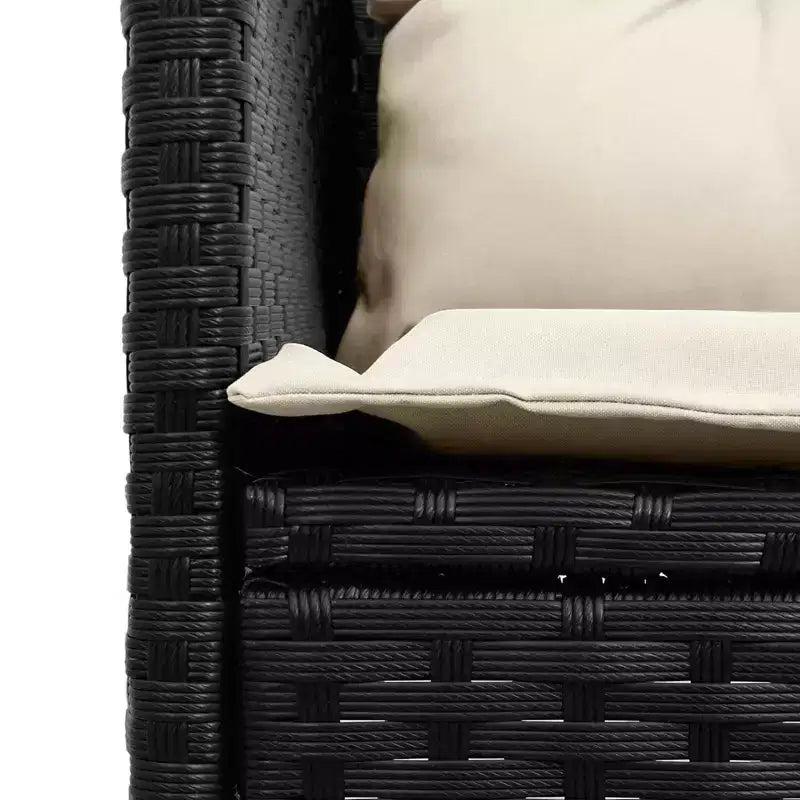 vidaXL Garden Sofa Set with Cushion 2 pcs Black and Cream Poly Rattan