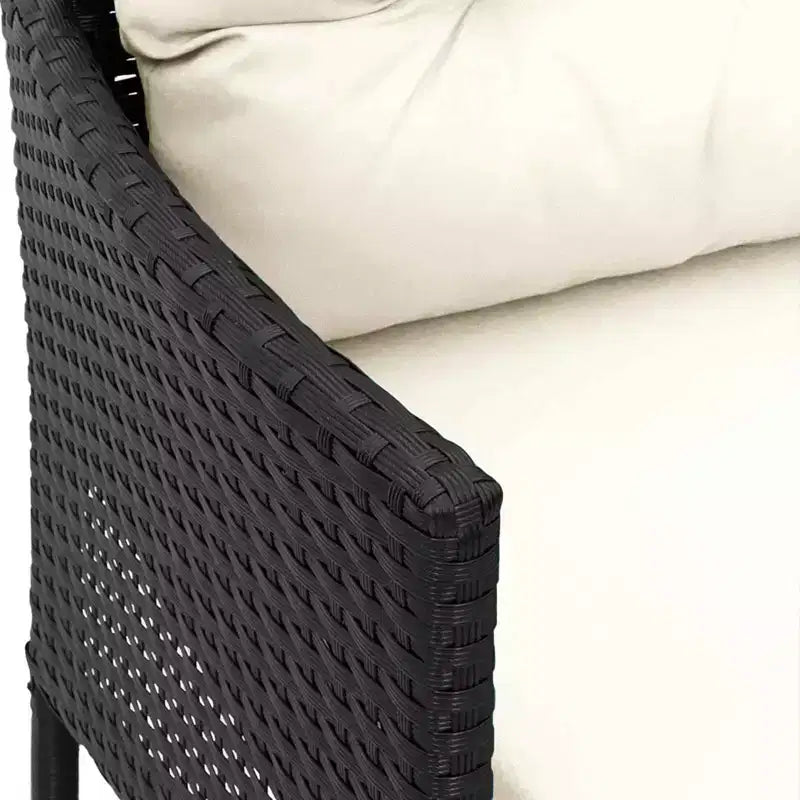vidaXL Garden Sofa Set with Cushion 2 pcs Black and Cream Poly Rattan