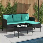 vidaXL Garden Sofa Set with Cushion 2 pcs Black and Cream Poly Rattan