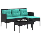 vidaXL Garden Sofa Set with Cushion 2 pcs Black and Cream Poly Rattan