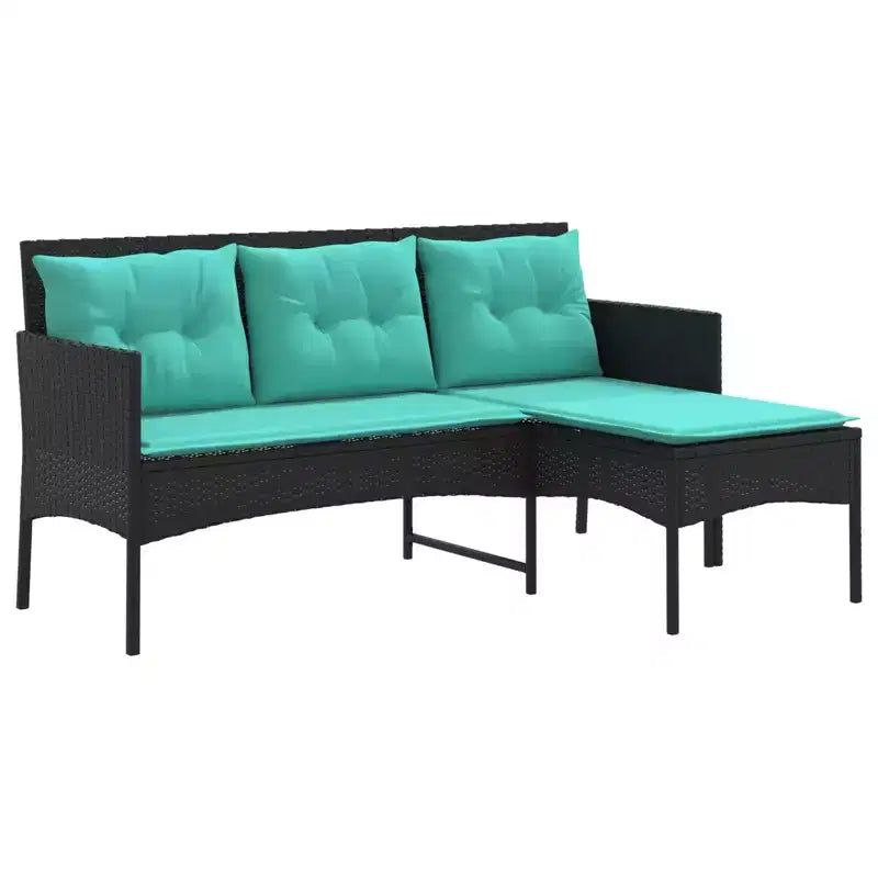 vidaXL Garden Sofa Set with Cushion 2 pcs Black and Cream Poly Rattan