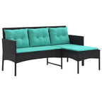 vidaXL Garden Sofa Set with Cushion 2 pcs Black and Cream Poly Rattan