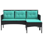 vidaXL Garden Sofa Set with Cushion 2 pcs Black and Cream Poly Rattan