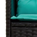 vidaXL Garden Sofa Set with Cushion 2 pcs Black and Cream Poly Rattan