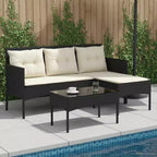 vidaXL Garden Sofa Set with Cushion 2 pcs Black and Cream Poly Rattan