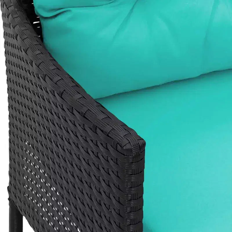 vidaXL Garden Sofa Set with Cushion 2 pcs Black and Cream Poly Rattan