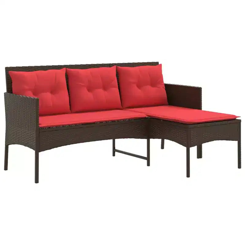 vidaXL Garden Sofa Set with Cushion 2 pcs Black and Cream Poly Rattan