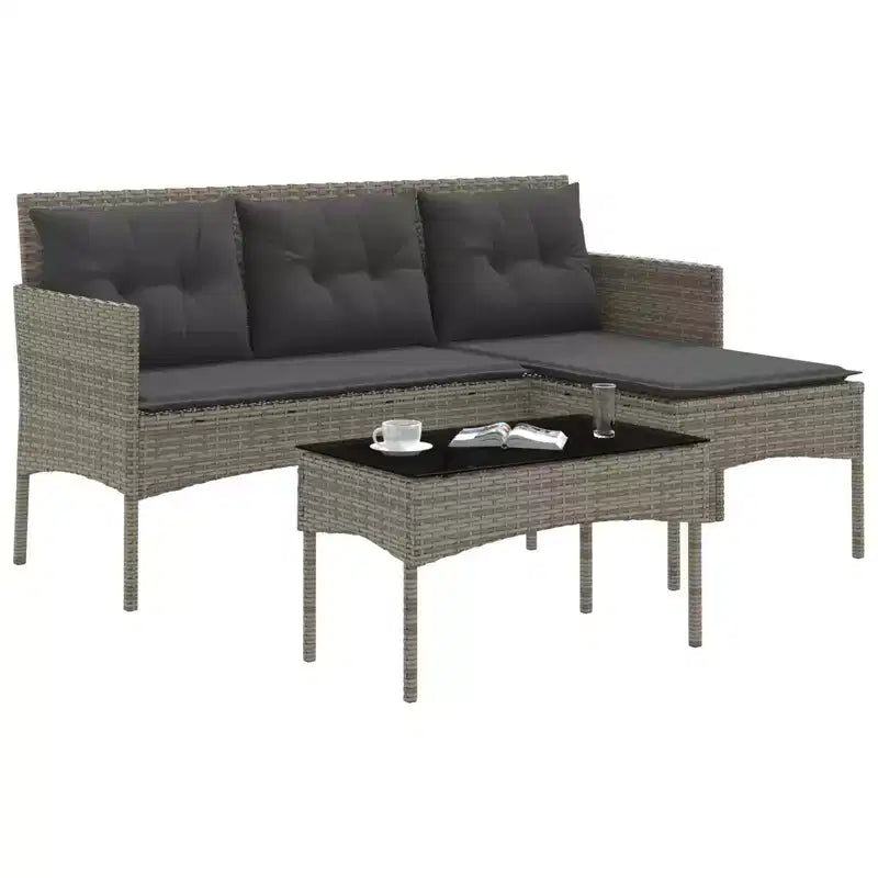 vidaXL Garden Sofa Set with Cushion 2 pcs Black and Cream Poly Rattan