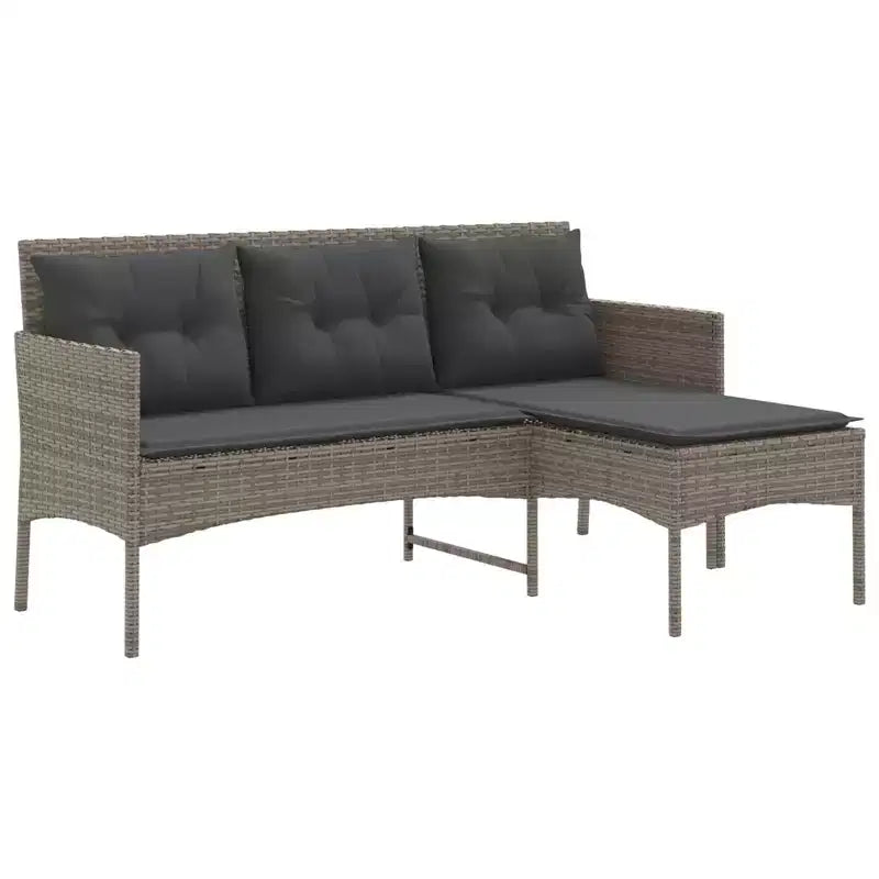 vidaXL Garden Sofa Set with Cushion 2 pcs Black and Cream Poly Rattan