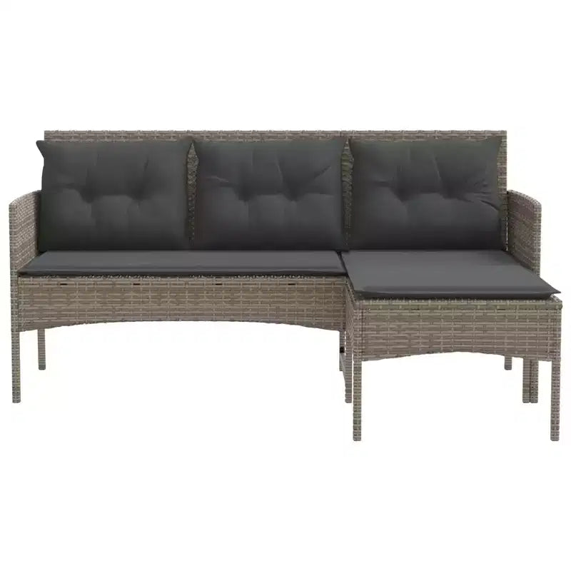 vidaXL Garden Sofa Set with Cushion 2 pcs Black and Cream Poly Rattan