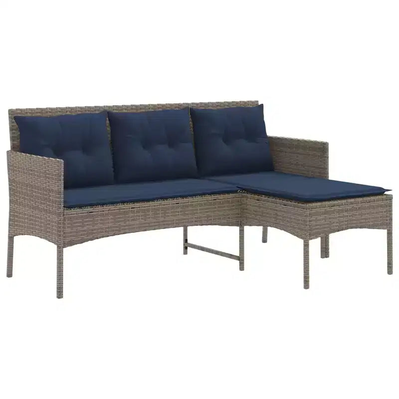 vidaXL Garden Sofa Set with Cushion 2 pcs Black and Cream Poly Rattan