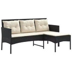 vidaXL Garden Sofa Set with Cushion 2 pcs Black and Cream Poly Rattan