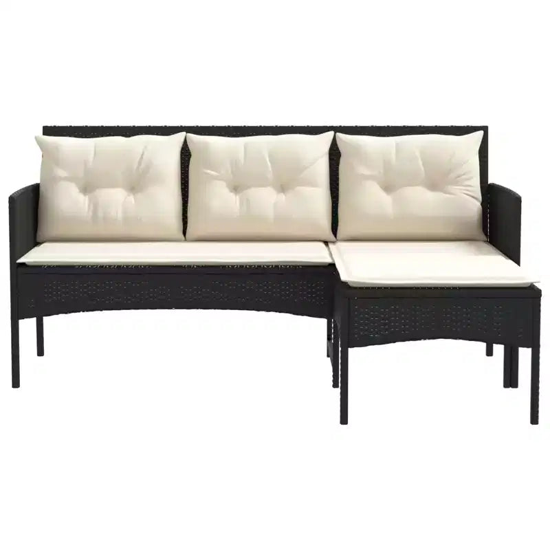 vidaXL Garden Sofa Set with Cushion 2 pcs Black and Cream Poly Rattan