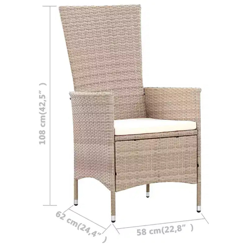 Set da pranzo da esterno vidaXL in rattan PE 29.5 x 59.1 in