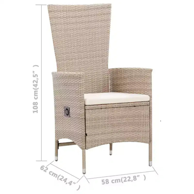 Set da pranzo da esterno vidaXL in rattan PE 29.5 x 59.1 in