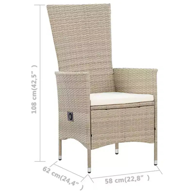 Set da pranzo da esterno vidaXL in rattan PE 29.5 x 59.1 in