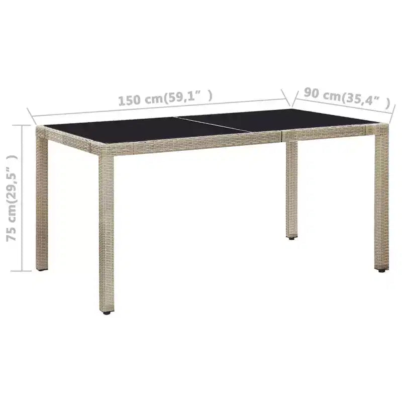 Set da pranzo da esterno vidaXL in rattan PE 29.5 x 59.1 in