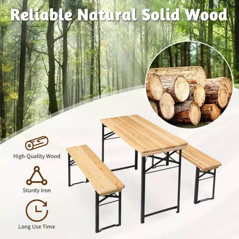 Karl Home Rectangle Wood Picnic Table With Bench Seats 4 People