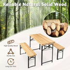 Karl Home Rectangle Wood Picnic Table With Bench Seats 4 People