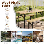 Karl Home Rectangle Wood Picnic Table With Bench Seats 4 People