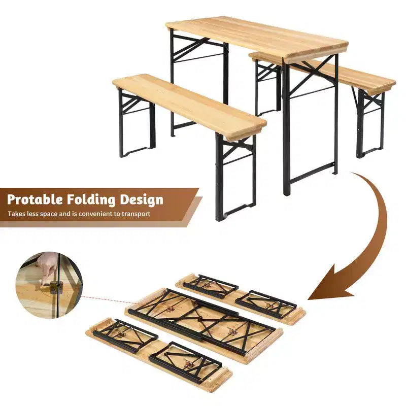Karl Home Rectangle Wood Picnic Table With Bench Seats 4 People