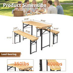 Karl Home Rectangle Wood Picnic Table With Bench Seats 4 People