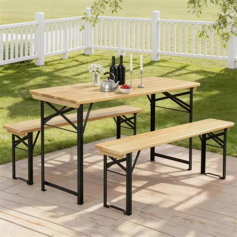 Karl Home Rectangle Wood Picnic Table With Bench Seats 4 People