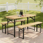 Karl Home Rectangle Wood Picnic Table With Bench Seats 4 People