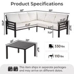 Karl Home | L-förmiges Metall-Loungesofa-Set für die Terrasse