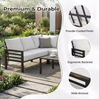 Karl Home | L-förmiges Metall-Loungesofa-Set für die Terrasse