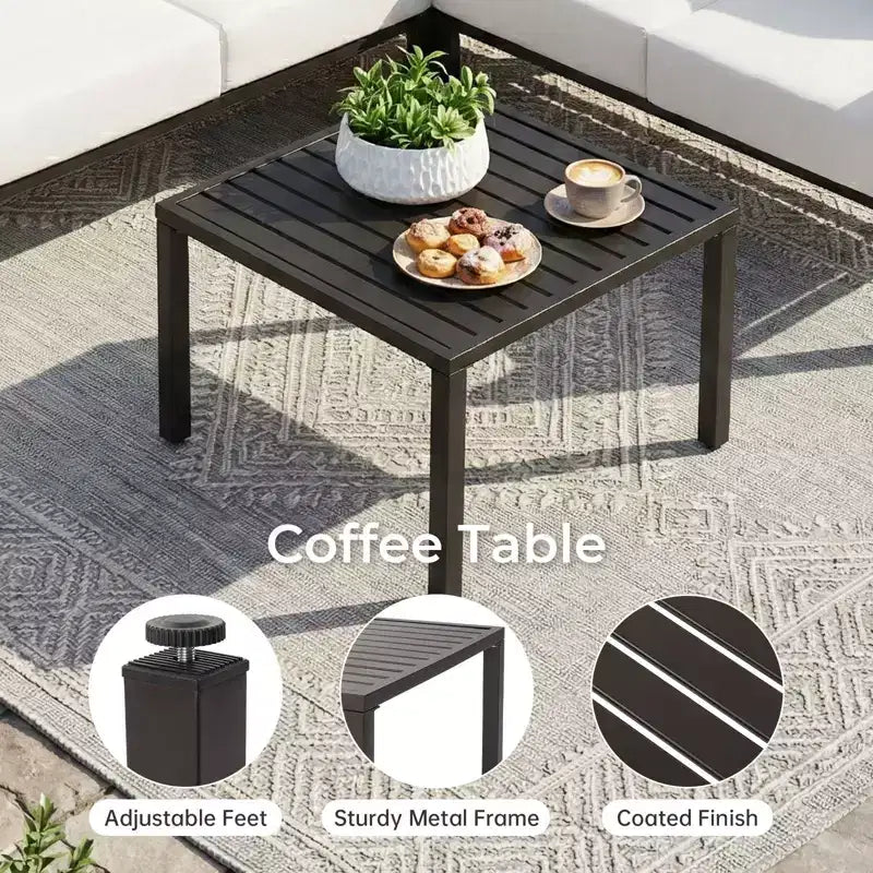 Karl Home | L-förmiges Metall-Loungesofa-Set für die Terrasse