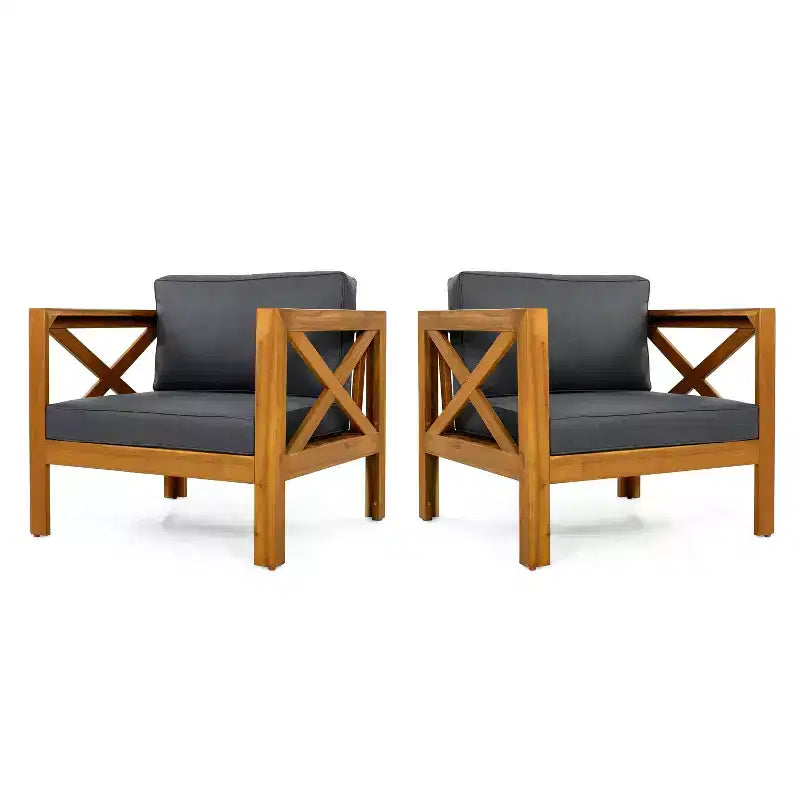 Christopher Knight Home Claremont modern, 4 részes akácfa teraszos beszélgetőgarnitúra párnákkal
