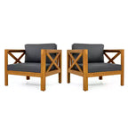 Christopher Knight Home Claremont modern, 4 részes akácfa teraszos beszélgetőgarnitúra párnákkal