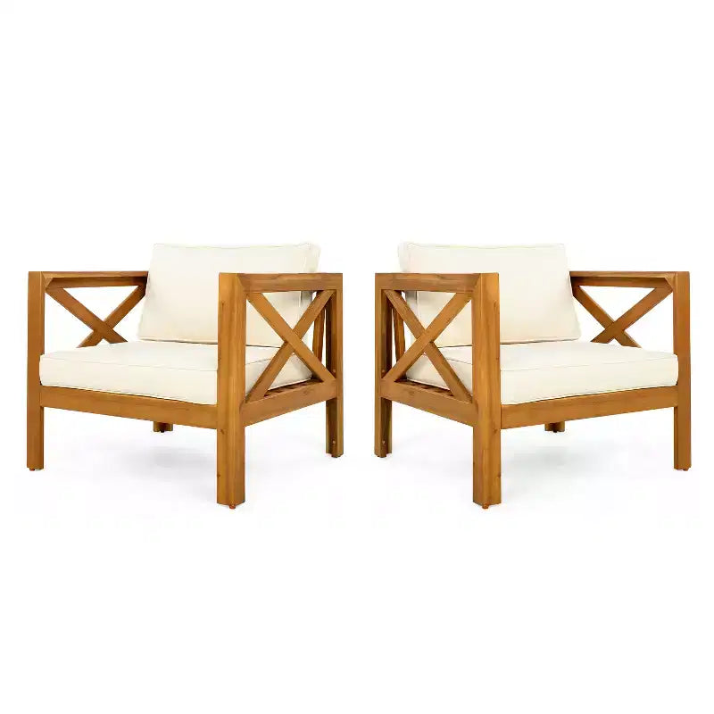Christopher Knight Home Claremont modern, 4 részes akácfa teraszos beszélgetőgarnitúra párnákkal