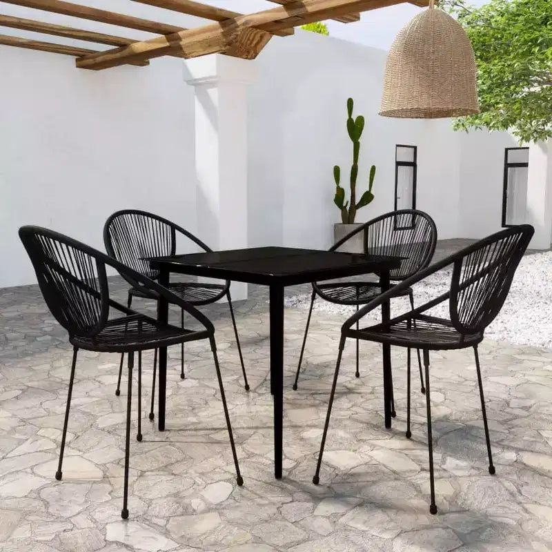 Ensemble de repas de terrasse vidaXL 7 pièces, noir