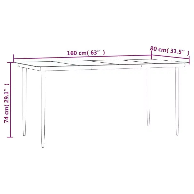 Ensemble de repas de terrasse vidaXL 7 pièces, noir