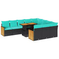 vidaXL 11 Piece Patio Sofa Set with Cushions Black Poly Rattan Acacia