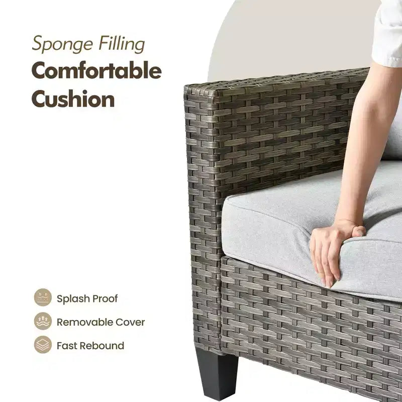 HOMLUX 7 részes kültéri rattan ülőgarnitúra kanapéval, lábtartókkal és székekkel