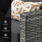 Ensemble de mobilier de terrasse extérieur HOMLUX, 5 pièces : canapé 3 places, 2 fauteuils et 2 poufs