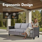 Ensemble de mobilier de terrasse extérieur HOMLUX, 5 pièces : canapé 3 places, 2 fauteuils et 2 poufs