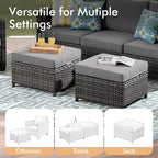 Ensemble de mobilier de terrasse extérieur HOMLUX, 5 pièces : canapé 3 places, 2 fauteuils et 2 poufs