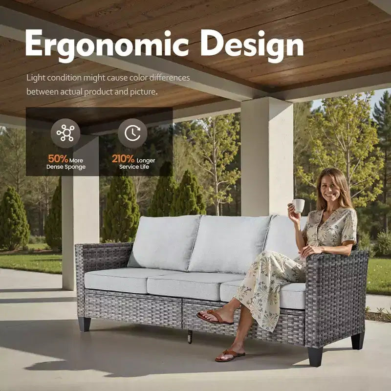 Ensemble de mobilier de terrasse extérieur HOMLUX, 5 pièces : canapé 3 places, 2 fauteuils et 2 poufs